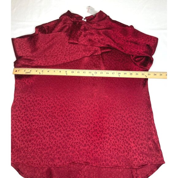 Roz & Ali Womens Red Leopard Print Long Sleeve Blouse Size Large - Picture 12 of 14
